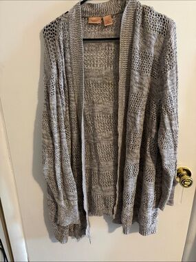 Ladies 4x Open-Front Gray Knit Cardigan Sweater North crest